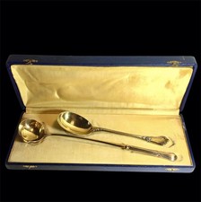 Cuillères De Service Argent massif Vermeil Orfèvre Pierre-François Queillé  1860