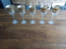 5 Verres A Vin Rouge Ou A Eau Coloré En Cristal  De Paris