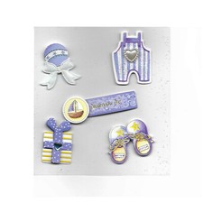 EMBELLISSEMENT 5 STICKERS 3D ADHESIFS NAISSANCE GARCON LOISIRS CREATIFS