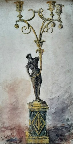 Aquarelle ancienne sculpture - aquarelle,