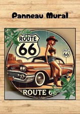 Panneau logo vintage route 66 décoration art plaque 20x20 cm mural TT-00001