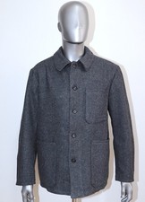New 1950s Pascal Style Heather Grey Woven Wool Work Jacket Size L Made in France