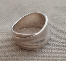 Ancienne Bague En Argent Massif 925 Jonc Alliance Anneaux Créateur Drapé 