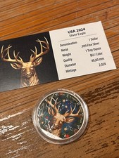 1 Oz argent - American Eagle Silver - Renne de Noël Xmas Reindeer  - USA 2024