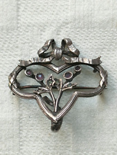 Bijou ancien : broche , porte montre gousset , strass , argent.