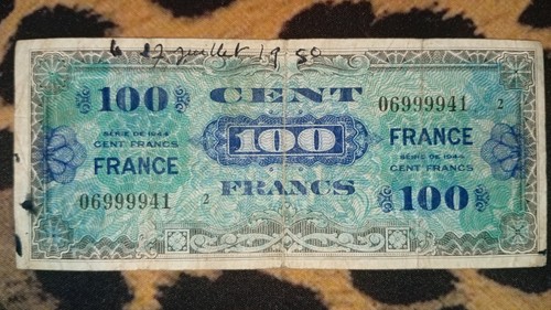 Billet 100 francs drapeau - francs,