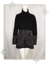 Ⓐ- Manteau Fantaisie Mi-long Noir Bi Matières IXOO Taille  38
