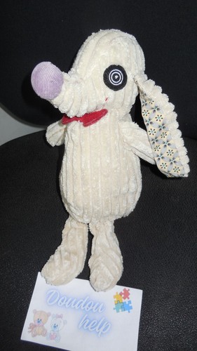 Doudou peluche chien - peluche, beige
