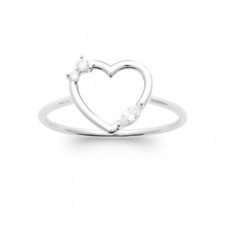Bague forme coeur zirconium taille 52 argent massif 925/000 rhodié