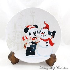 Assiette Mickey DISNEY STORE Walt's Holiday Lodge neige Noël 20 cm