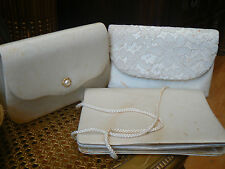 lot de 3 sacs pochettes vintage blanc mariage broderie perle 