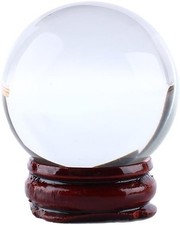 BOULE DE CRISTAL AVEC SOCLE BOIS DIAMETRE 14 CMS