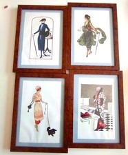 cadre en bois  avec image de mode ancienne de 32.5 x 23.5 x1.5 cm