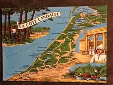 CP LA COTE LANDAISE CARTE ET MULTIVUES - 5808