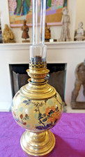 GRANDE LAMPE À PÉTROLE ANCIENNE faience / porcelaine xix/xx
