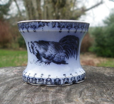 COQUETIER ANCIEN EN FAÏENCE DE LONGWY - DÉCOR JAPONAIS - COQ POULE