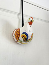 Ancien Porte Dévidoir Ficelle Coq Poule Mural Faïence QUIMPER France Rare