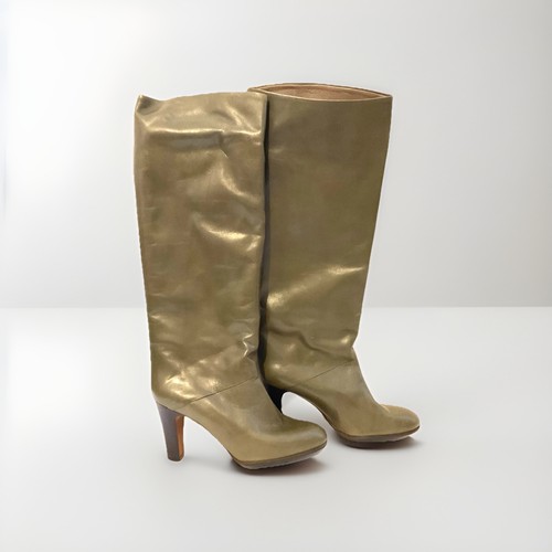 Bottes cuir kaki taille - cuir, 39-