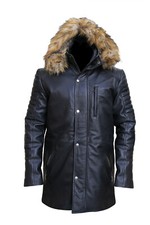 Manteau En Cuir Noir Pour