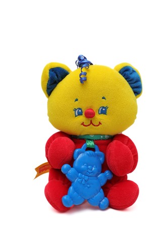 Peluche chat ours rouge jaune