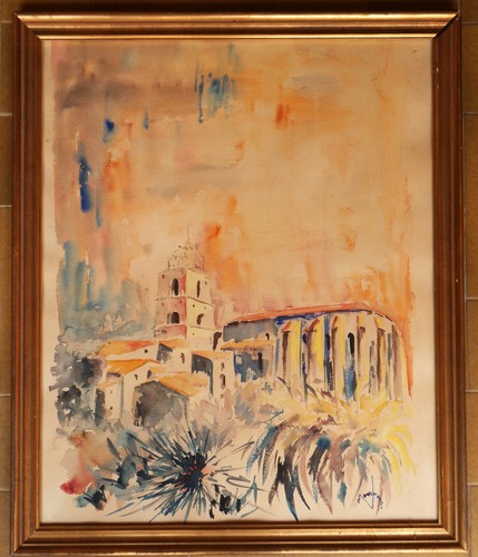 Tableau aquarelle église - tableau, :
