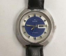 Vintage Elgin Automatic Day-Date Base Metal and Stainless Steel Watch, 1970s