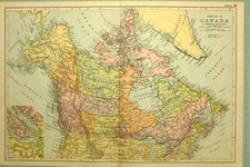 1905 Ancien Carte Dominion Du Canada Saskatchewan Manitoba Alberta Nova Scotia