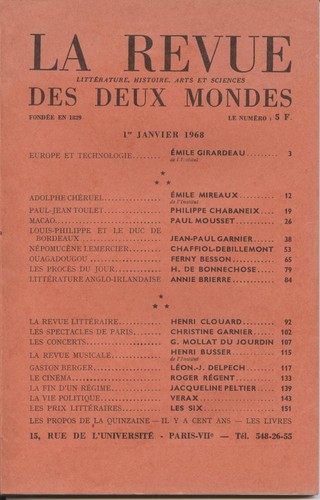 Revue des deux - la, mondes