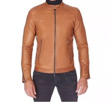 Blouson de motard homme marron