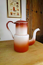 Cafetière en métal émaillé, couleur crème et chocolat, H 25 cm