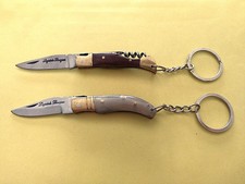 2 MINI PORTE CLÉ COUTEAU LAGUIOLE BOUGNA PLIANT MANCHE BOIS TIRE BOUCHON + CORNE
