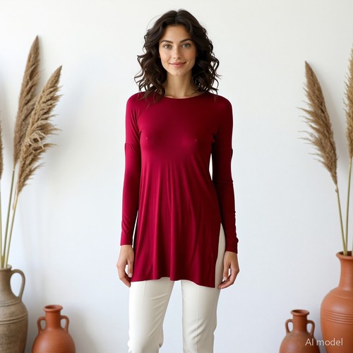 Minimaliste femme blouse rouge - minimaliste,