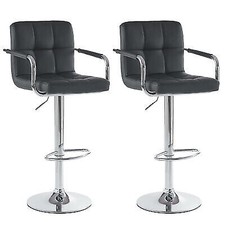 Tabourets de Bar Avec Accoudoirs tabourets Ajustables Repose-Pieds Cuir PU Noir
