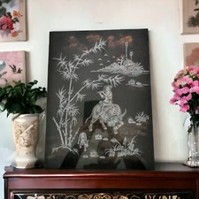 Tableau Vietnamien bois laqué NACRE XXe