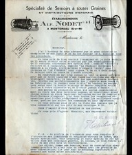 MONTEREAU (77) MATERIELS AGRICOLES / SEMOIRS "Alf. NODET" Lettre en 1914