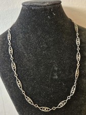 Ancien Collier En Argent Massif Maille Filigrane