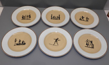 -  6 ASSIETTES  PORCELAINE PHILIPPE DESHOULIERES LIMOGES JEUX de TIVOLY PARIS D