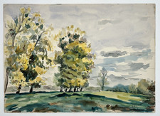 BOIS DE BOULOGNE Paris AQUARELLE Dessin Paysage 1952