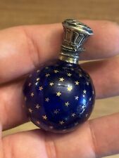 Flacon Parfum Globe bleu nuit aux étoiles dorées Époque Napoléon III