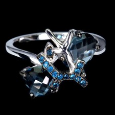 925 Bague en Argent Ovale London Topaze 8x6mm Gemmes Naturelles Bijoux Taille 8