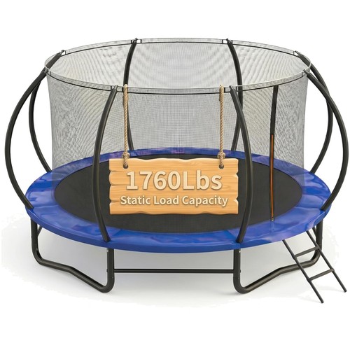 14ft trampoline with enclosure - with,
