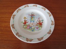 Petite assiette enfant porcelaine anglaise  BUNNYKINS lapins fusée Royal Doulton