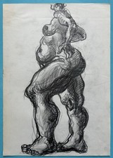 Francine AUVROUIN Dessin Crayon Nue Femme Paul Rubens Michel Ange Giacometti etc