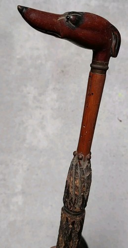 Canne ancienne bois sculpté - canne,