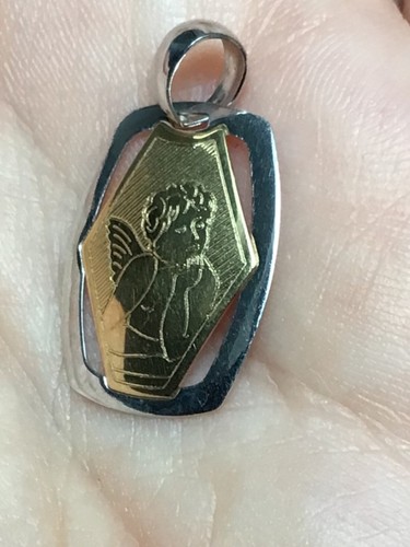 Medaille ange bicolore - or, 18
