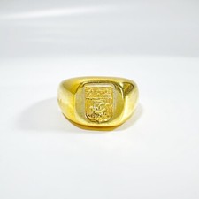 Vintage Paris crest gold vermeil signet ring, Paris coat of arms vintage ring