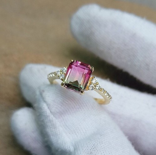 Bague tourmaline pastèque - , bi