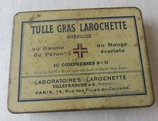 Ancienne boîte en métal / tôle, Tulle gras Larochette, Villefranche, militaire