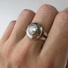 Bague Femme Vintage Argent 925 Ukraine Taille 58 Pierre Zircon Bijou Ancien