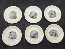 Ceranord Saint-Amand semi vitrifié japonisant six assiettes à dessert 